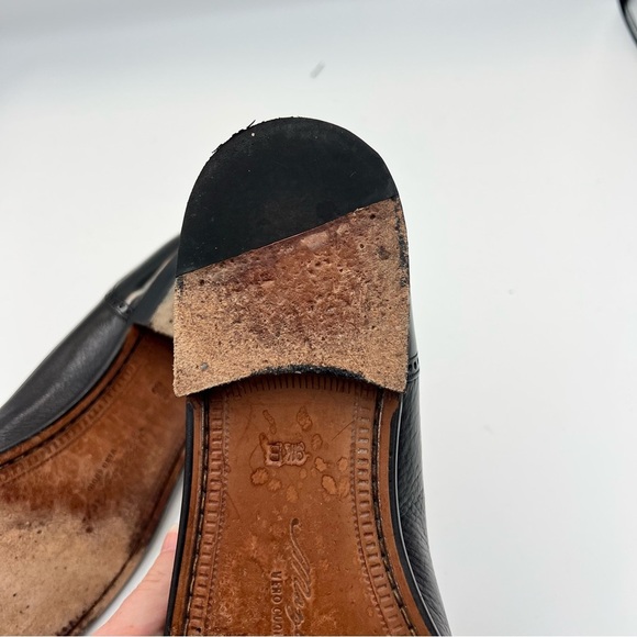 Meylan Tassel Loafers 8.5B Black Leather Cap Toe Brogue Made in Spain main image 7